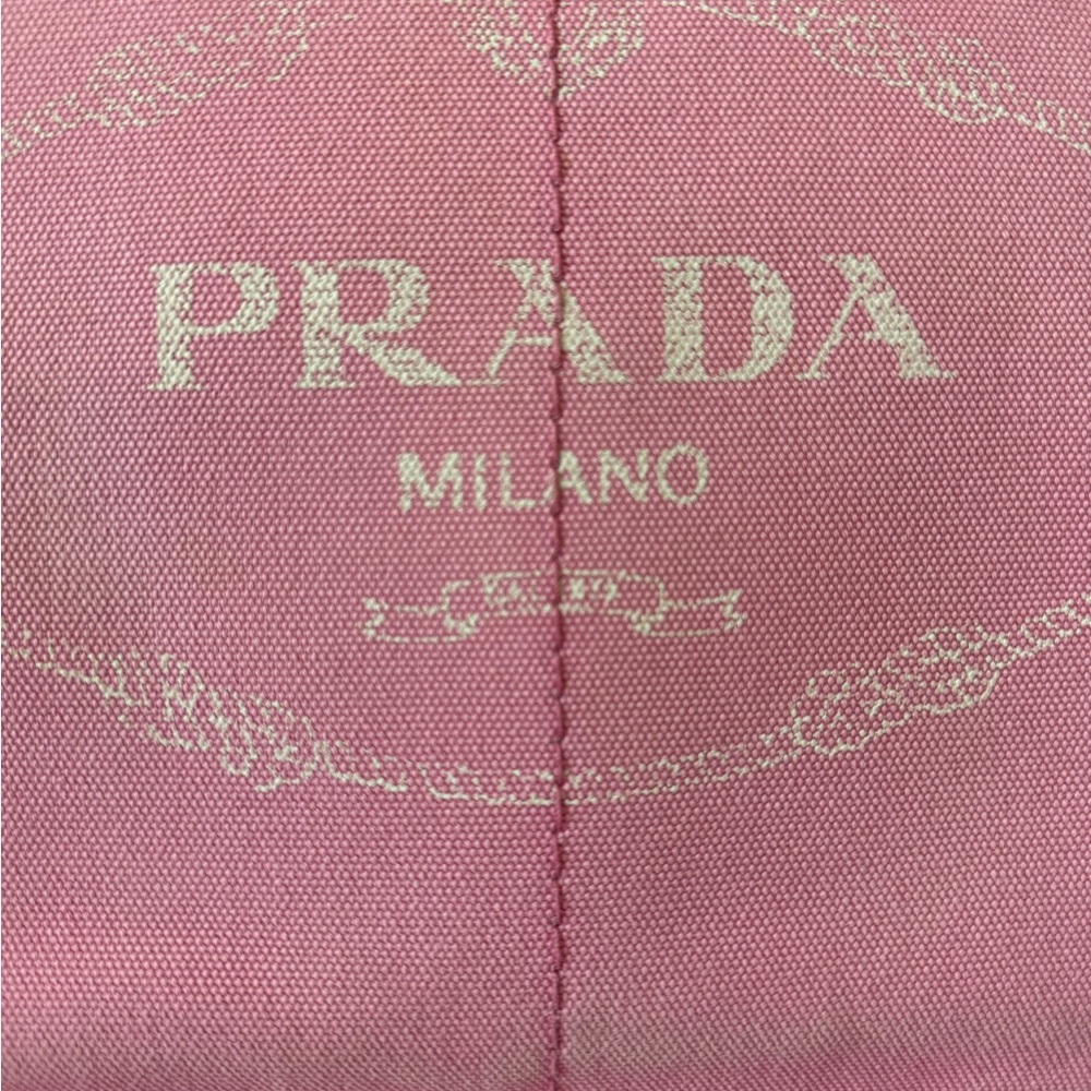 💯Authentic PRADA CANAPA Pink Canvas Logo Tote - Picture 12 of 14